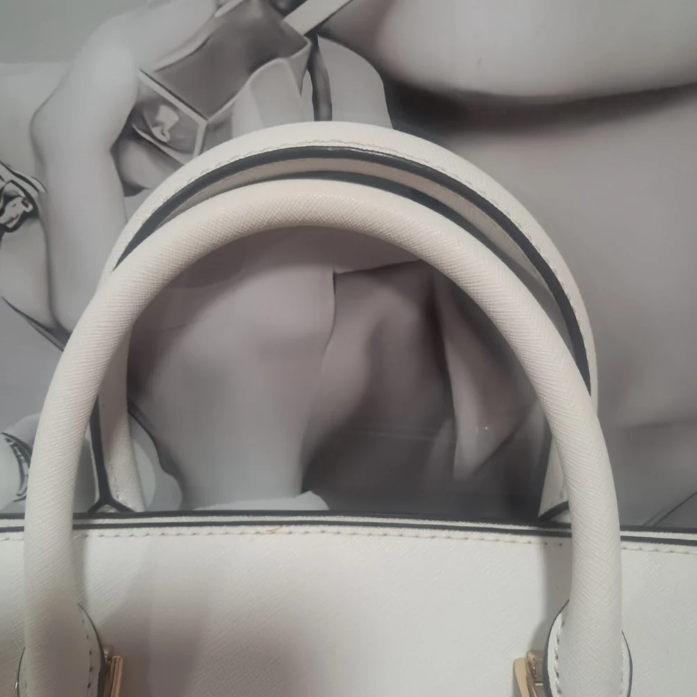 Like New Michael Kors White Geometric Studded Satchel
